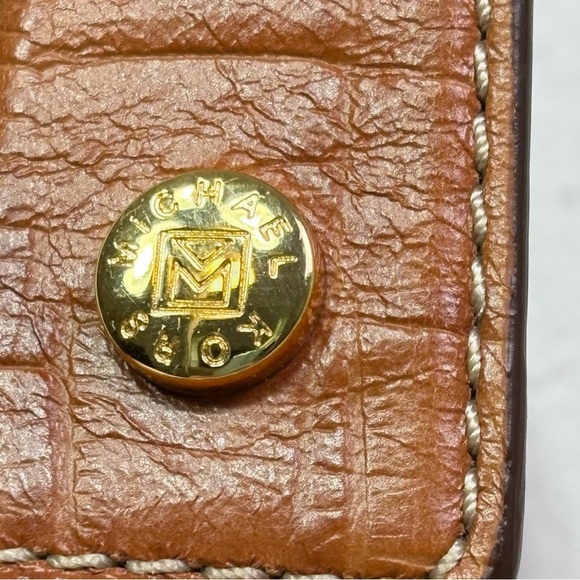 MICHAEL KORS Caramel Honey Tan Croc Embossed Genuine Leather Satchel Tote - Picture 13 of 16